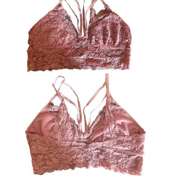 168. Dusty Rose Lace Bralette – Size Large, Soft & Stretchy Fit - Picture 1 of 1